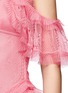Detail View - Click To Enlarge - ALEXANDER MCQUEEN - Ruffled silk open knit cold shoulder dress