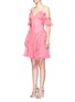 Front View - Click To Enlarge - ALEXANDER MCQUEEN - Ruffled silk open knit cold shoulder dress