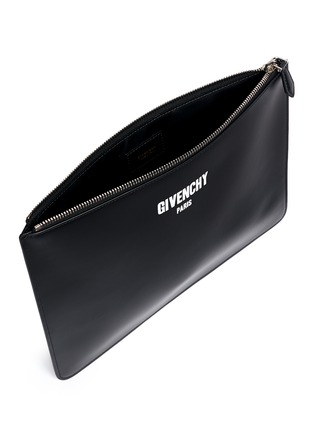 Detail View - Click To Enlarge - GIVENCHY - Logo print leather zip pouch
