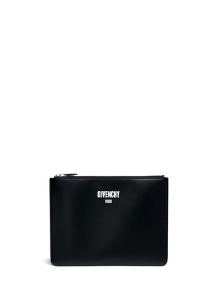 Main View - Click To Enlarge - GIVENCHY - Logo print leather zip pouch