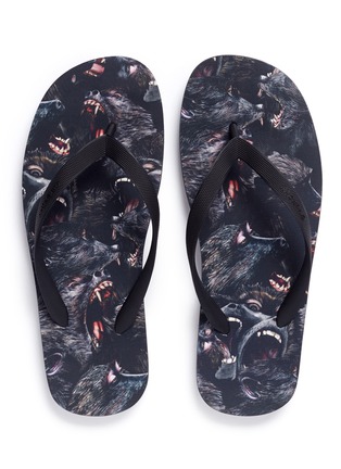 Detail View - Click To Enlarge - GIVENCHY - Monkey print flip flops