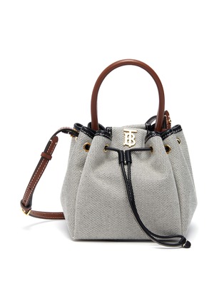 Main View - Click To Enlarge - BURBERRY - Smooth leather canvas bucket bag