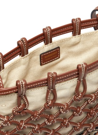 Detail View - Click To Enlarge - BURBERRY - Canvas pouch woven leather tote