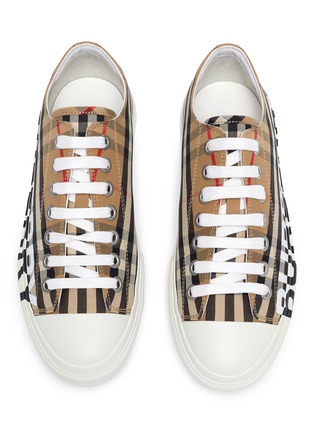 Detail View - Click To Enlarge - BURBERRY - Logo check print lace up sneakers