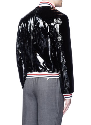 Back View - Click To Enlarge - THOM BROWNE  - Padded patent leather varsity jacket