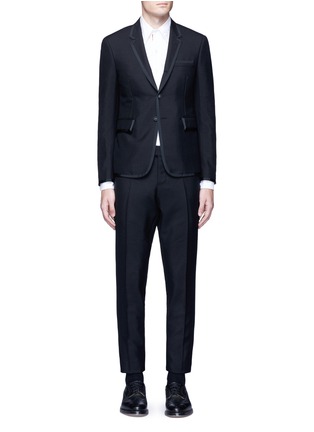 Main View - Click To Enlarge - THOM BROWNE  - Grosgrain ribbon wool-mohair tuxedo suit