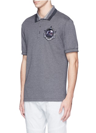 Front View - Click To Enlarge - GIVENCHY - Star monkey patch embroidery polo shirt