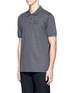 Front View - Click To Enlarge - GIVENCHY - Leather logo patch polo shirt