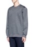 Front View - Click To Enlarge - GIVENCHY - Leather logo patch marled scuba jersey sweatshirt