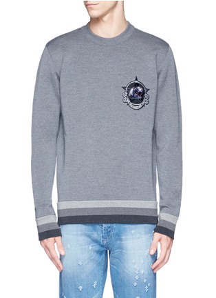 Main View - Click To Enlarge - GIVENCHY - Monkey patch bonded wool sweater