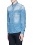 Front View - Click To Enlarge - GIVENCHY - Distressed denim shirt