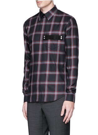 Front View - Click To Enlarge - GIVENCHY - Pocket strap check plaid cotton shirt