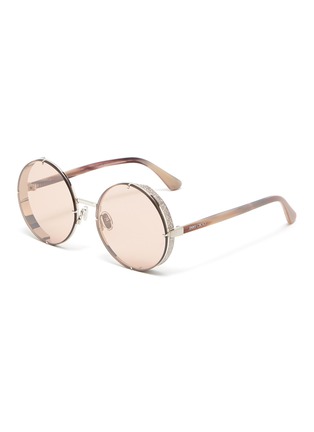 Main View - Click To Enlarge - JIMMY CHOO - 'Lilo' glitter round metal frame sunglasses