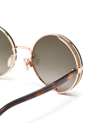 Detail View - Click To Enlarge - JIMMY CHOO - 'Lilo' glitter round metal frame sunglasses