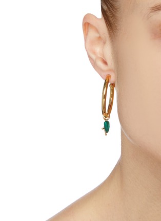 Figure View - Click To Enlarge - W. BRITT - Malachite charm single hoop earring