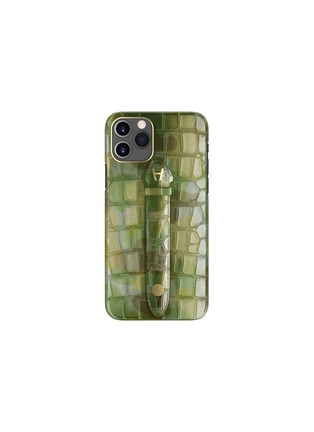 Main View - Click To Enlarge - HADORO PARIS - IPHONE 11 PRO 'ALLIGATOR FINGER' CAMOUFLAGE GOLD LEATHER CASE