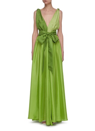 Main View - Click To Enlarge - KALITA - Adonis colourblock belted sleeveless silk dress