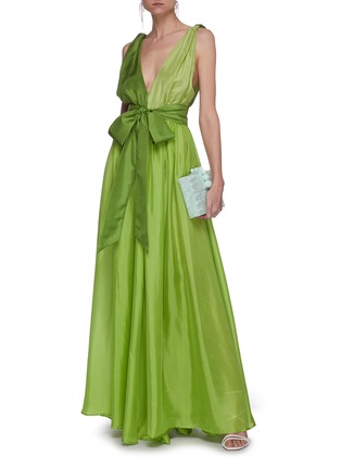 Figure View - Click To Enlarge - KALITA - Adonis colourblock belted sleeveless silk dress