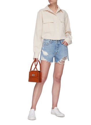 grlfrnd helena distressed denim shorts