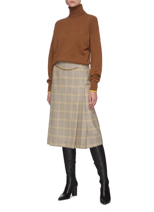 Figure View - Click To Enlarge - VICTORIA BECKHAM - Check print chain detail wool midi skirt