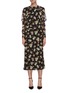 Main View - Click To Enlarge - VICTORIA BECKHAM - Floral print chain detail long sleeve midi dress