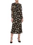 Figure View - Click To Enlarge - VICTORIA BECKHAM - Floral print chain detail long sleeve midi dress