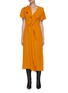 Main View - Click To Enlarge - VICTORIA BECKHAM - Chain ruffle detail short sleeve silk midi dress