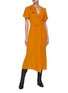Figure View - Click To Enlarge - VICTORIA BECKHAM - Chain ruffle detail short sleeve silk midi dress