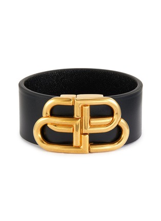 Main View - Click To Enlarge - BALENCIAGA - 'BB' metal logo leather bracelet