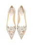 Detail View - Click To Enlarge - RENÉ CAOVILLA - Veneziana' rose water opal and gold crystals embellished lace flats