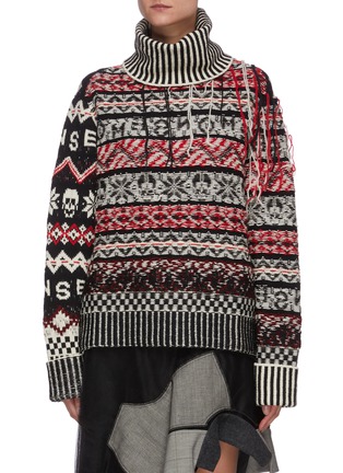 Main View - Click To Enlarge - MONSE - Inside out fairisle turtleneck sweater
