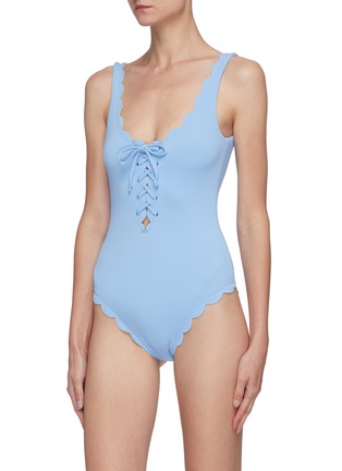 Figure View - Click To Enlarge - MARYSIA - Bumby Lace Up' Scalloped Edge Maillot