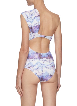 Back View - Click To Enlarge - MARYSIA - Venice' Ruch Shoulder Electric Print Maillot