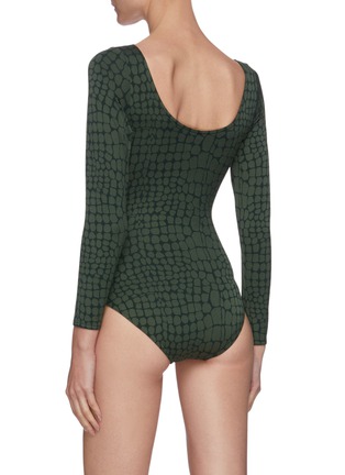 Back View - Click To Enlarge - SOLID & STRIPED - Croc print swimsuit
