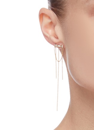 Figure View - Click To Enlarge - XIAO WANG - Elements' diamond 14k gold bead chain earrings