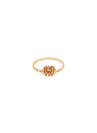 Main View - Click To Enlarge - XIAO WANG - Elements' baguette diamond 14K rose gold bead chain ring