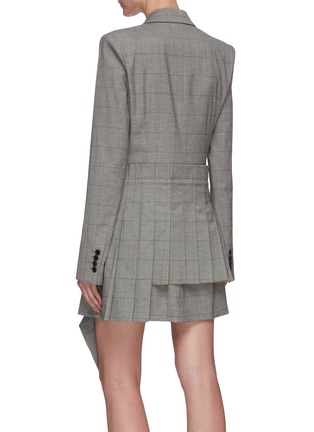 Back View - Click To Enlarge - MONSE - Pleat panel check blazer dress