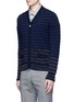Front View - Click To Enlarge - ALTEA - Bouclé stripe wool cardigan