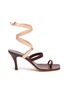 Main View - Click To Enlarge - CHRISTOPHER ESBER - 'Arta' lace up strappy mismatched leather heeled sandals