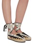 Figure View - Click To Enlarge - LOEWE - Contrast logo ribbon tie espadrille sandals