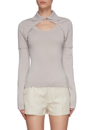 Main View - Click To Enlarge - JACQUEMUS - 'La Maille Albi' ribbed neck cut-out collared top