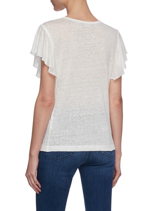 Back View - Click To Enlarge - CURRENT/ELLIOTT - The Comos ruffle sleeve linen top