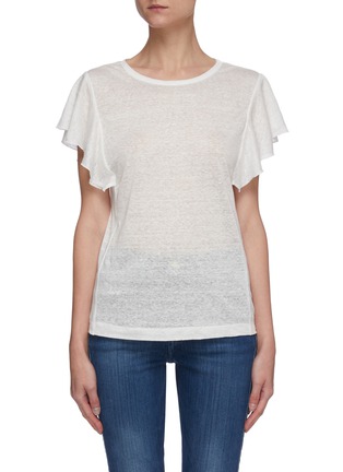 Main View - Click To Enlarge - CURRENT/ELLIOTT - The Comos ruffle sleeve linen top