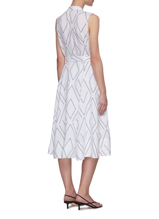Back View - Click To Enlarge - EQUIPMENT - Short Clevete geometric print sleeveless belted midi dress