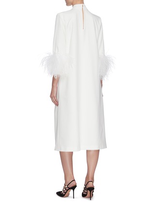Back View - Click To Enlarge - 16ARLINGTON - 'Fujiko' gathered collar side slit ostrich feather dress