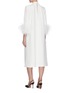 Back View - Click To Enlarge - 16ARLINGTON - 'Fujiko' gathered collar side slit ostrich feather dress