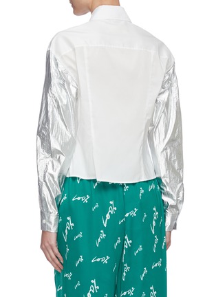 Back View - Click To Enlarge - PORTSPURE - Metallic contrast sleeve shirt