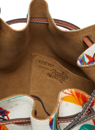 Detail View - Click To Enlarge - LOEWE - 'Paula's Ibiza' waterlily print leather base canvas balloon bag