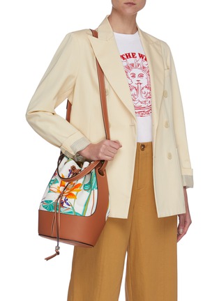 Figure View - Click To Enlarge - LOEWE - 'Paula's Ibiza' waterlily print leather base canvas balloon bag