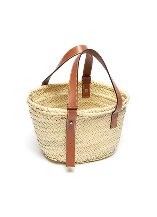 Detail View - Click To Enlarge - LOEWE - 'Paula's Ibiza' neon leather patch small raffia basket bag